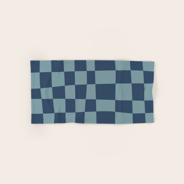 Abstract Checkerboard plaid pattern navy blue  Bath Towel Gallery Image 1