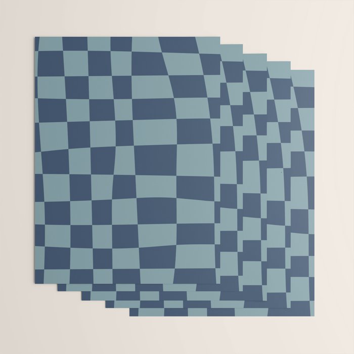 Abstract Checkerboard plaid pattern navy blue  Wrapping Paper Gallery Image 3
