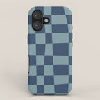 Abstract Checkerboard plaid pattern navy blue  iPhone Case Gallery Image 1