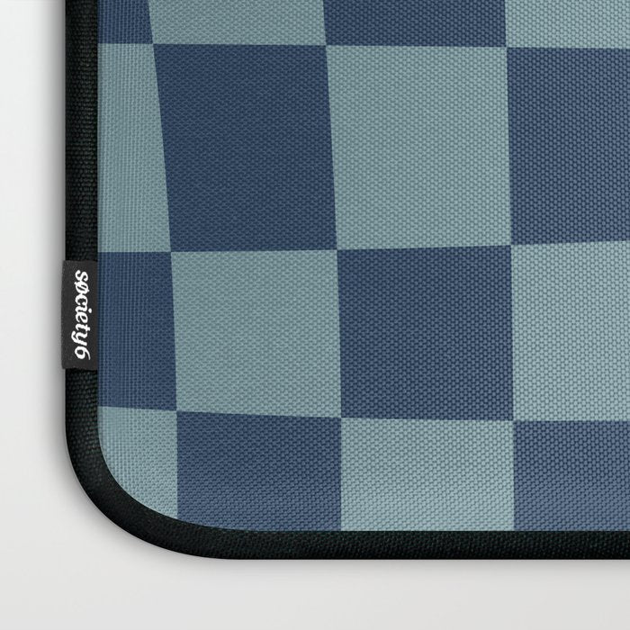 Abstract Checkerboard plaid pattern navy blue  Laptop Sleeve Gallery Image 3