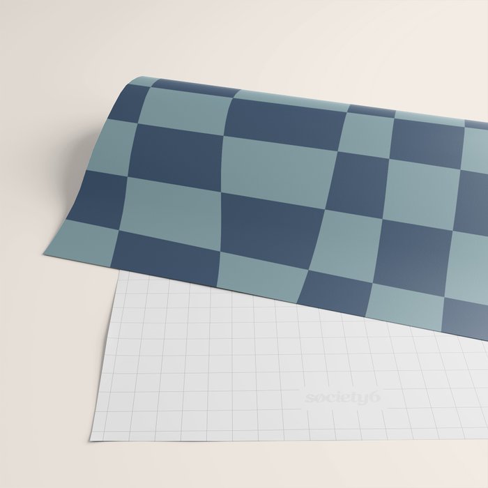 Abstract Checkerboard plaid pattern navy blue  Wrapping Paper Gallery Image 2