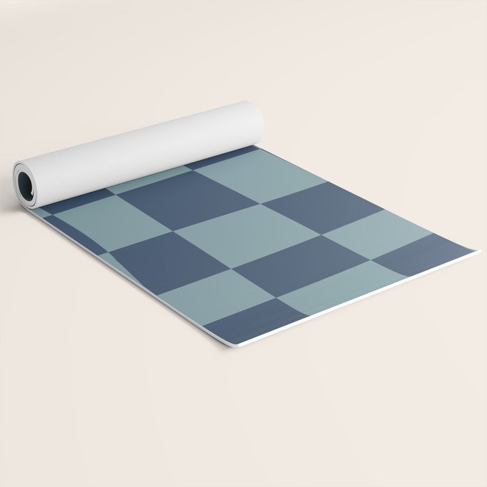 Abstract Checkerboard plaid pattern navy blue  Yoga Mat Gallery Image 2