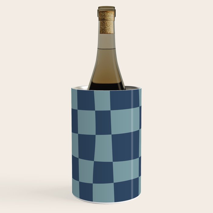 Abstract Checkerboard plaid pattern navy blue  Wine Chiller Gallery Image 1