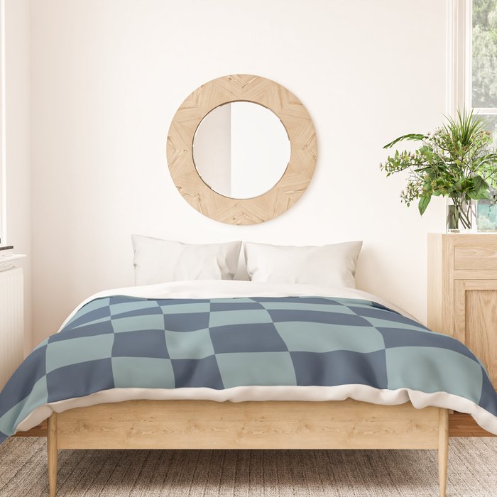 Abstract Checkerboard plaid pattern navy blue  Duvet Cover Gallery Image 3