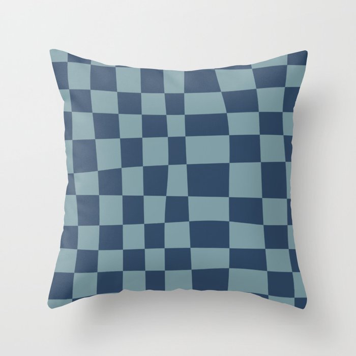 Abstract Checkerboard plaid pattern navy blue  Throw Pillow Gallery Image 1