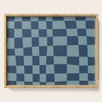 Abstract Checkerboard plaid pattern navy blue  Serving Tray Gallery Image 1