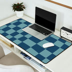 Abstract Checkerboard plaid pattern navy blue  Desk Mat Gallery Image 2