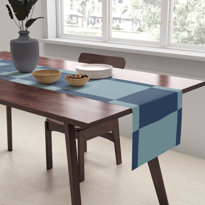 Abstract Checkerboard plaid pattern navy blue  Table Runner Gallery Image 2