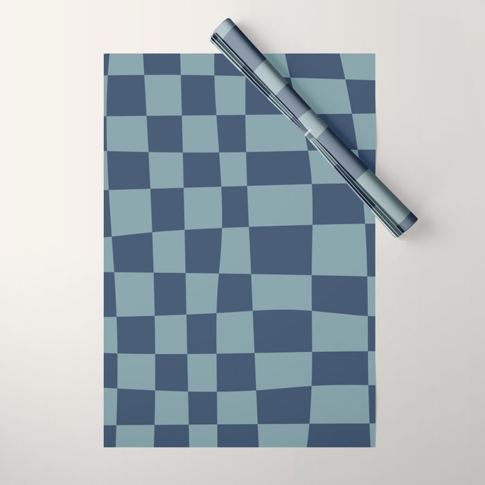 Abstract Checkerboard plaid pattern navy blue  Wrapping Paper Gallery Image 1