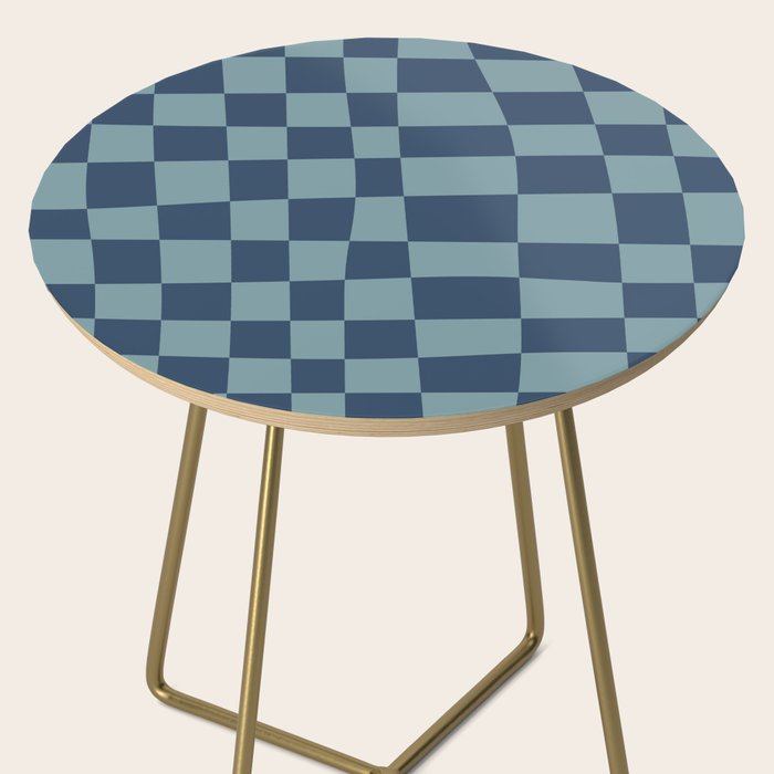 Abstract Checkerboard plaid pattern navy blue  Side Table Gallery Image 2