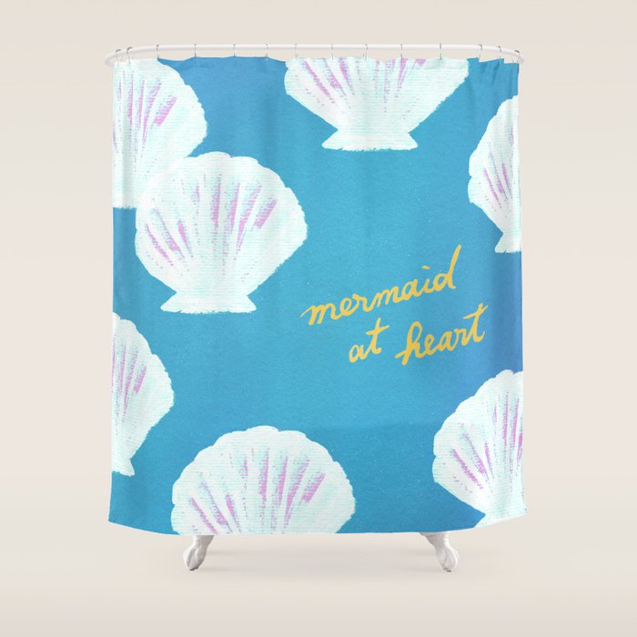 Mermaid At Heart - Blue Shells Shower Curtain Gallery Image 1
