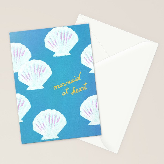 Mermaid At Heart - Blue Shells Stationery Card Gallery Image 2