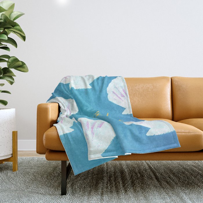 Mermaid At Heart - Blue Shells Throw Blanket Gallery Image 1