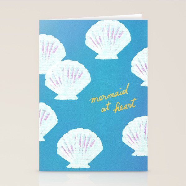 Mermaid At Heart - Blue Shells Stationery Card Gallery Image 1