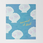 Mermaid At Heart - Blue Shells Throw Blanket Gallery Image 2