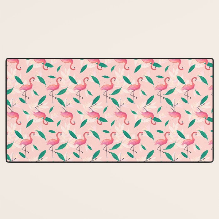 Pink flamingo tropical pattern Desk Mat Gallery Image 3