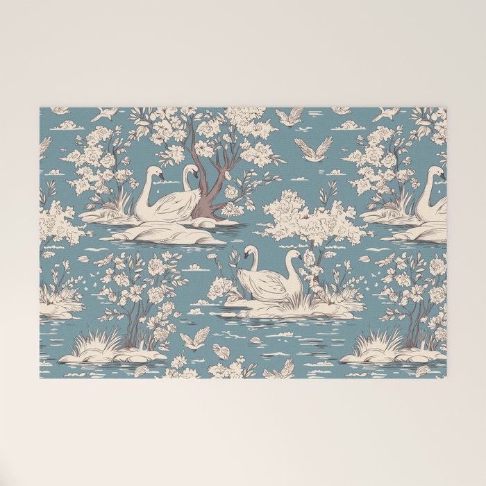 Elegant Swans in Bloom Welcome Mat Gallery Image 1