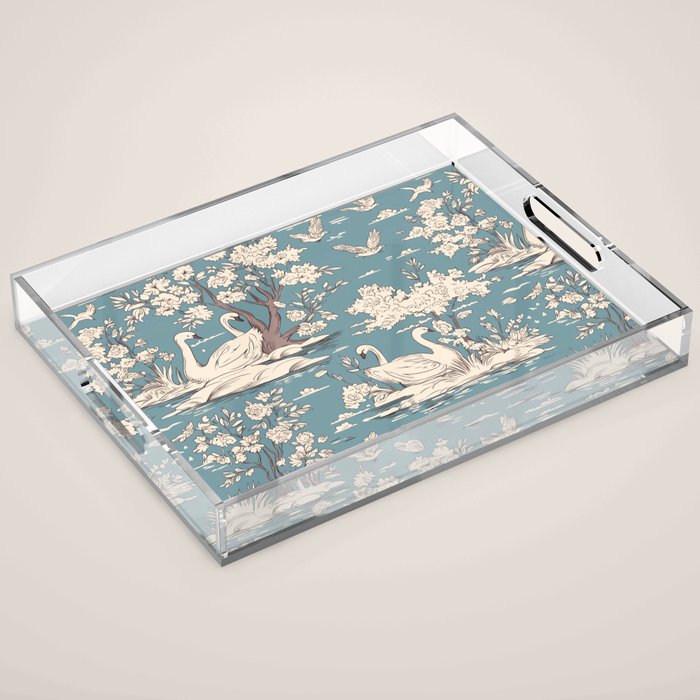 Elegant Swans in Bloom Acrylic Tray Gallery Image 1