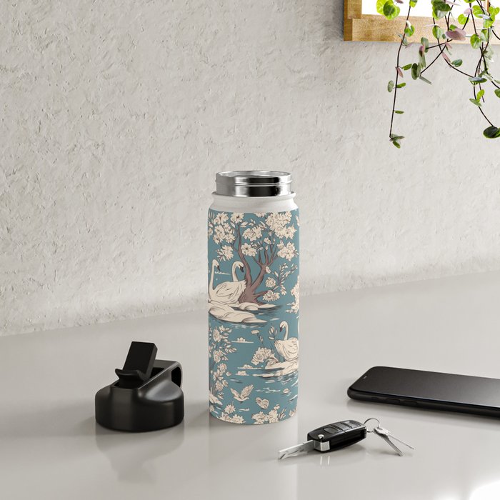 Elegant Swans in Bloom Water Bottle Gallery Image 4