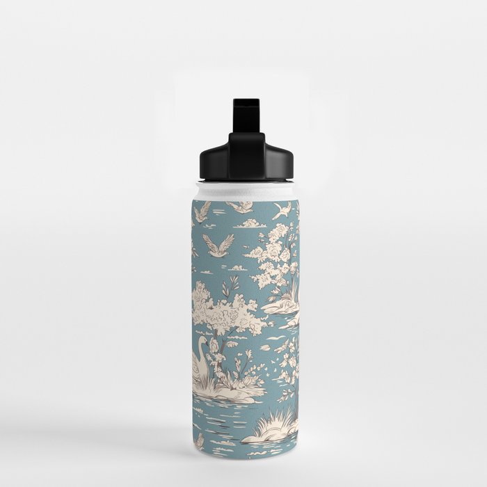Elegant Swans in Bloom Water Bottle Gallery Image 2
