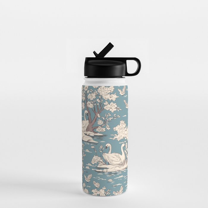 Elegant Swans in Bloom Water Bottle Gallery Image 1