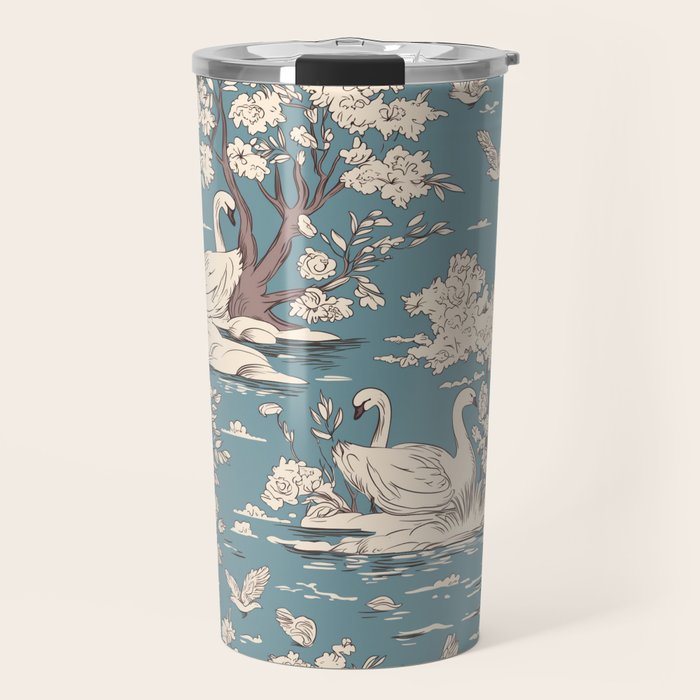Elegant Swans in Bloom Travel Mug Gallery Image 1