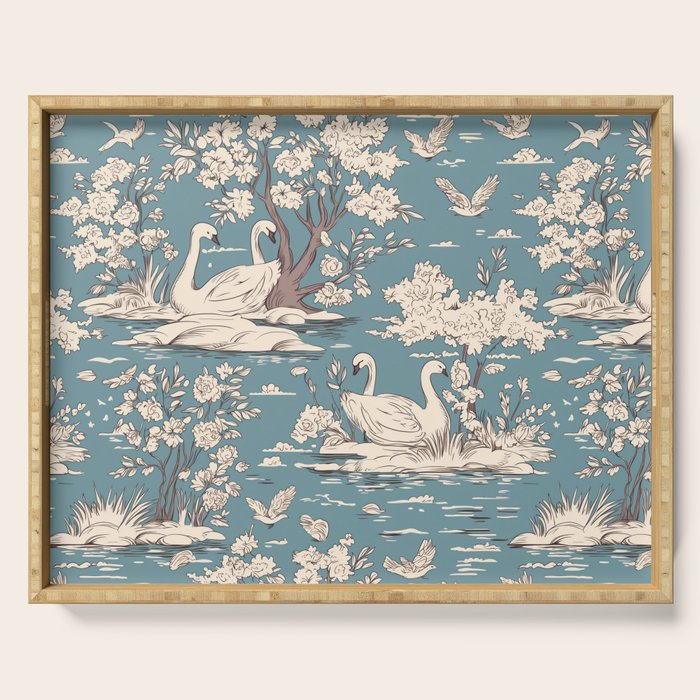 Elegant Swans in Bloom Serving Tray Gallery Image 1