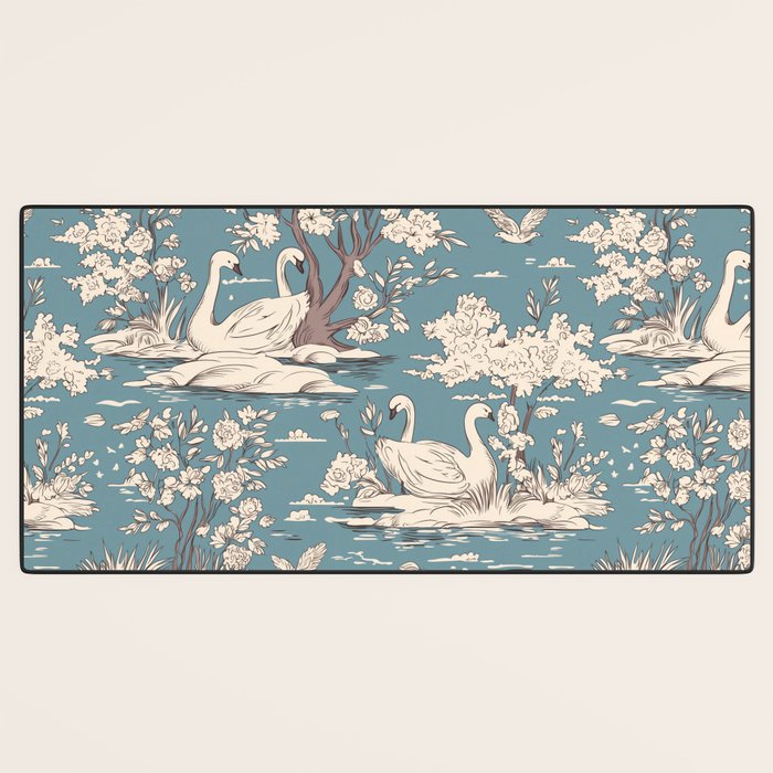 Elegant Swans in Bloom Desk Mat Gallery Image 3