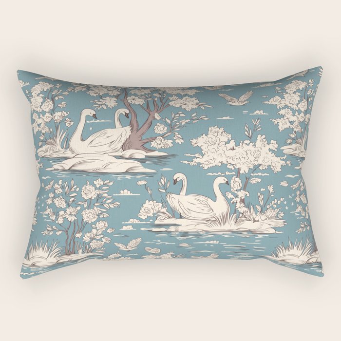 Elegant Swans in Bloom Rectangular Pillow Gallery Image 2