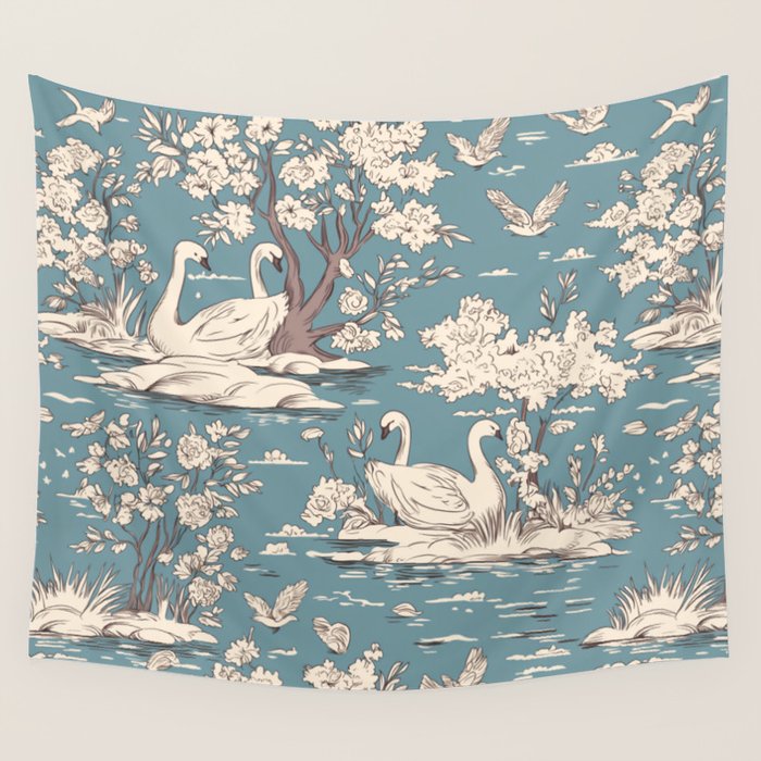 Elegant Swans in Bloom Wall Tapestry Gallery Image 4
