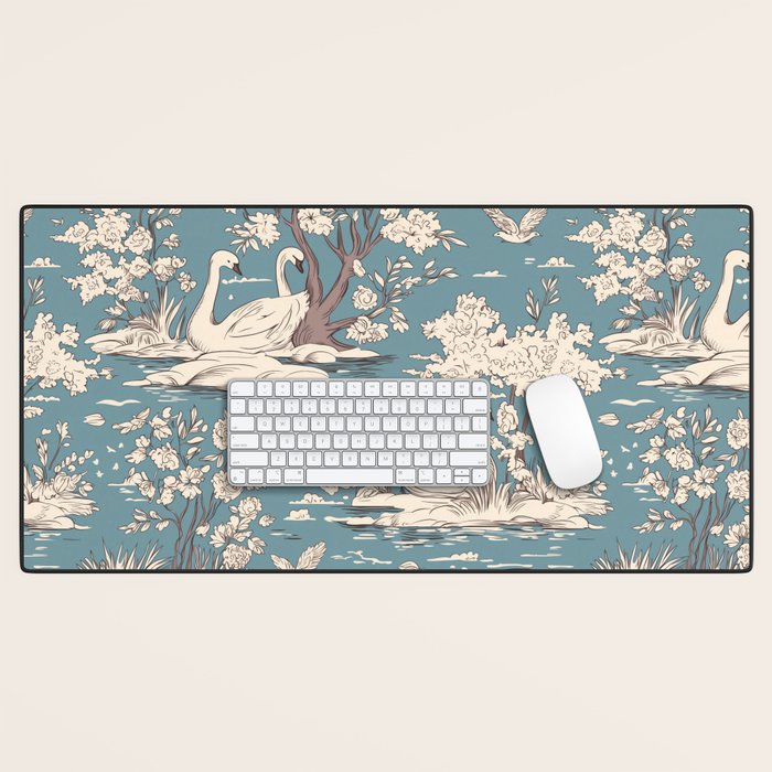 Elegant Swans in Bloom Desk Mat Gallery Image 1