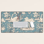 Elegant Swans in Bloom Desk Mat Gallery Image 1