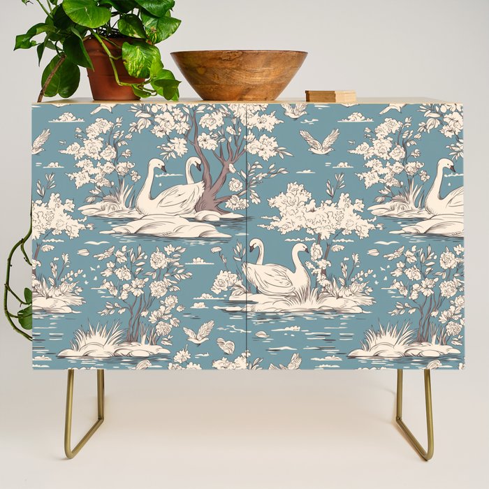 Elegant Swans in Bloom Credenza Gallery Image 1