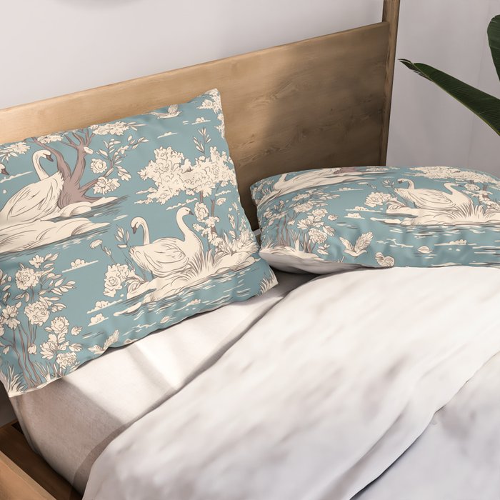 Elegant Swans in Bloom Pillow Sham Gallery Image 2