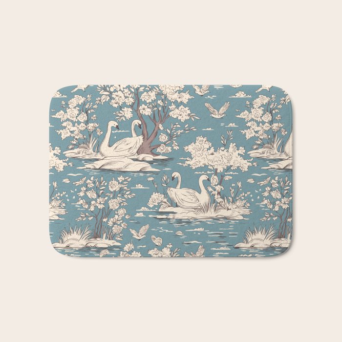 Elegant Swans in Bloom Bath Mat Gallery Image 1