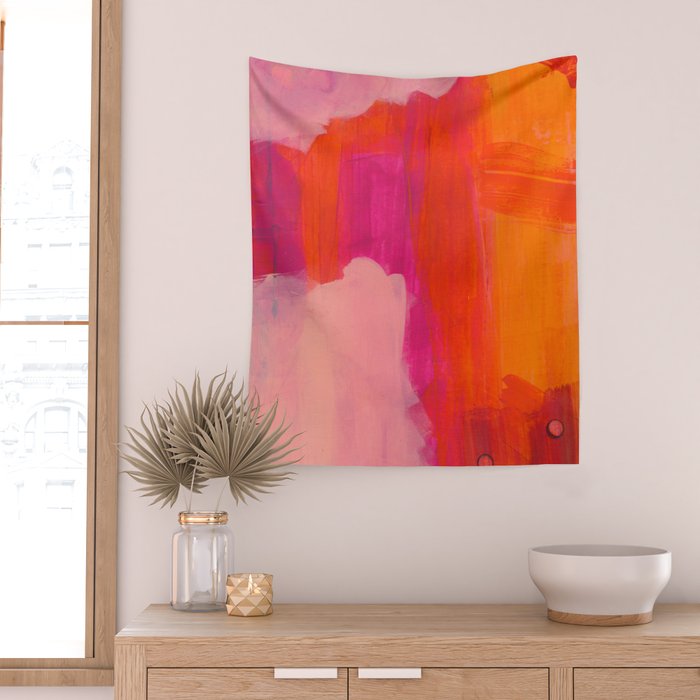 Colors of Love - colorful bright acrylic abstract painting Wall Tapestry Gallery Image 2