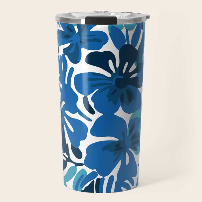 Tropical watercolor flower nature art pattern Travel Mug Gallery Image 1