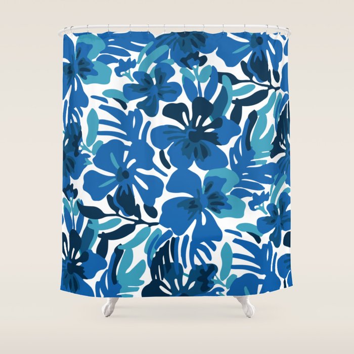Tropical watercolor flower nature art pattern Shower Curtain Gallery Image 1