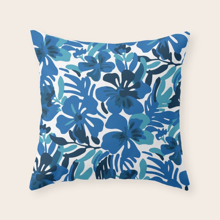 Tropical watercolor flower nature art pattern Throw Pillow Gallery Image 6
