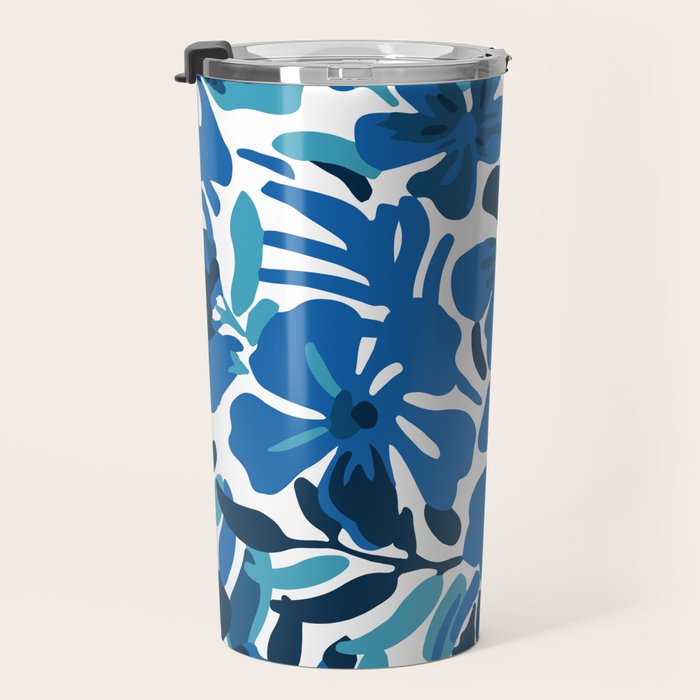 Tropical watercolor flower nature art pattern Travel Mug Gallery Image 3