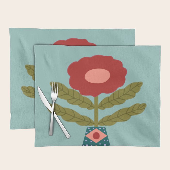 Groovy Floral Vase - Green  Placemat Gallery Image 1