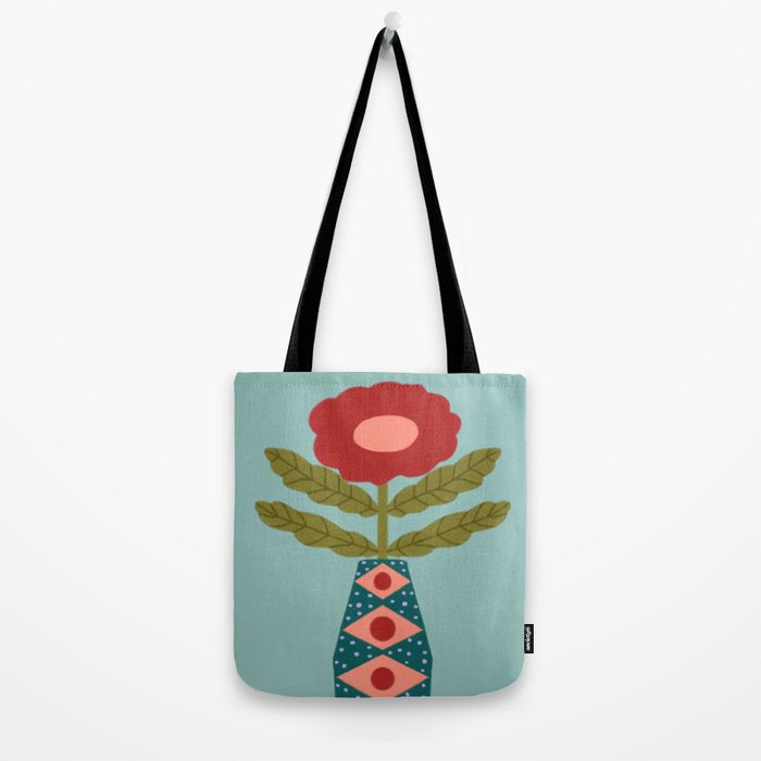 Groovy Floral Vase - Green  Tote Bag Gallery Image 2