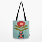 Groovy Floral Vase - Green  Tote Bag Gallery Image 2