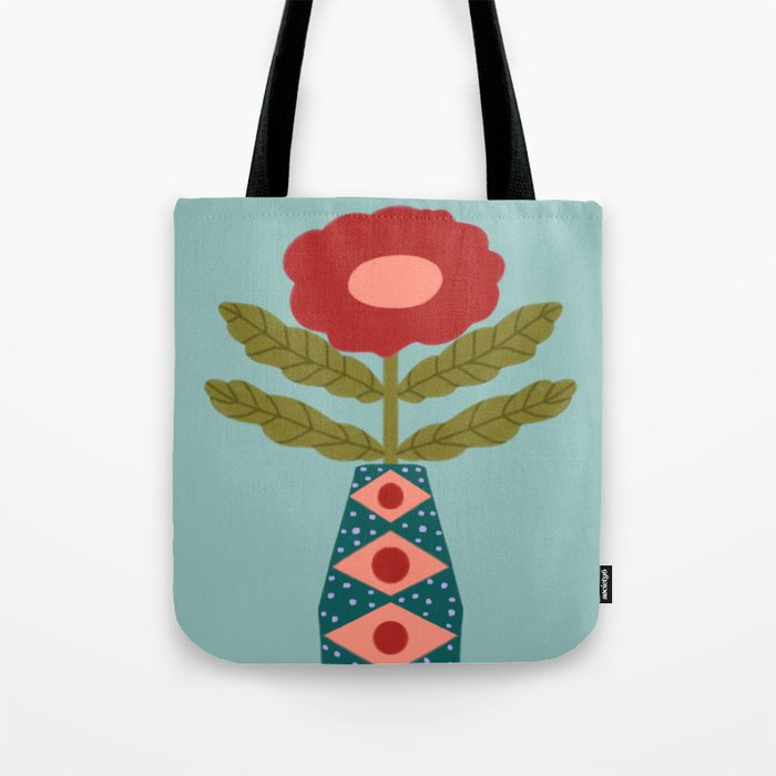 Groovy Floral Vase - Green  Tote Bag Gallery Image 1