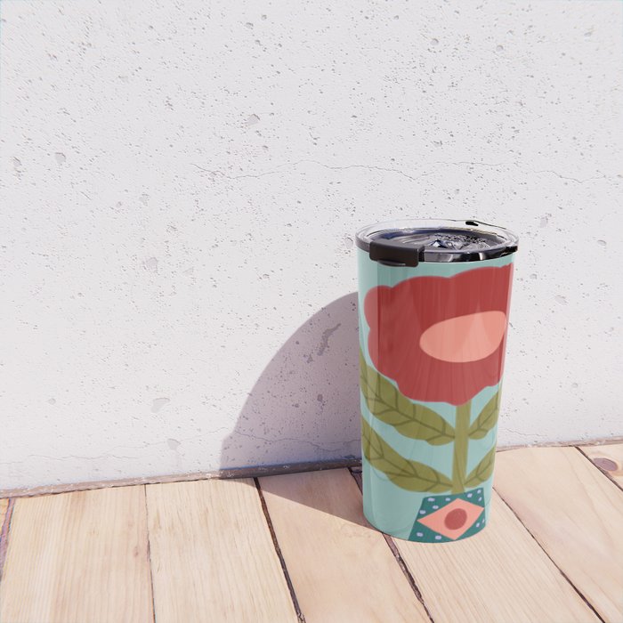 Groovy Floral Vase - Green  Travel Mug Gallery Image 4