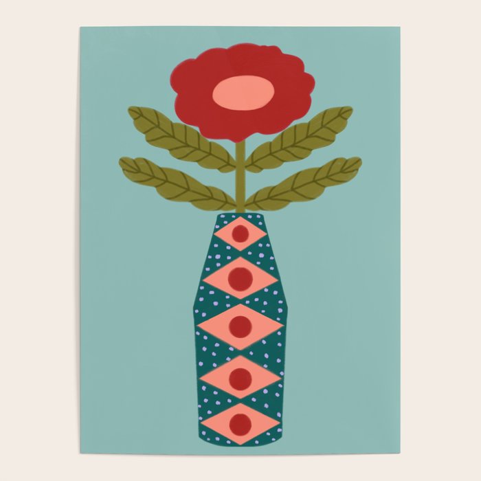 Groovy Floral Vase - Green  Poster Gallery Image 4