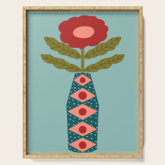 Groovy Floral Vase - Green  Serving Tray Gallery Image 1