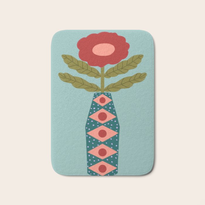 Groovy Floral Vase - Green  Bath Mat Gallery Image 1