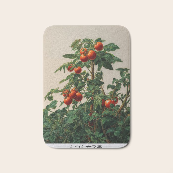 Japandi Wall Art Tomato Girl Summer Japanese Art Botanical Wall Art Sage Green Poster Maximalist Art Bath Mat Gallery Image 1
