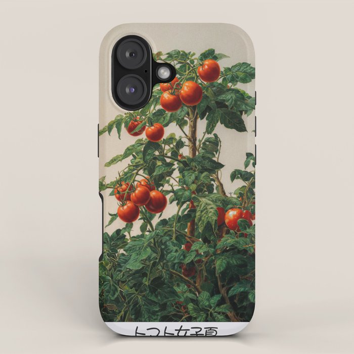 Japandi Wall Art Tomato Girl Summer Japanese Art Botanical Wall Art Sage Green Poster Maximalist Art iPhone Case Gallery Image 1